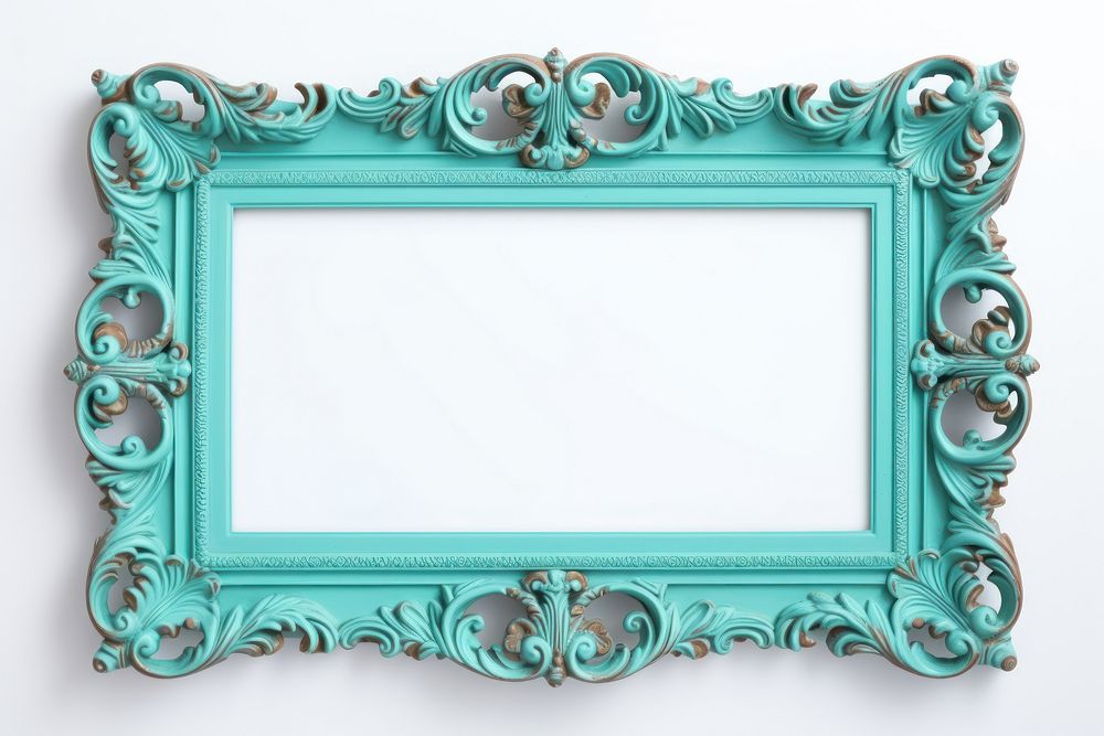 Turquoise frame vintage backgrounds rectangle white background.