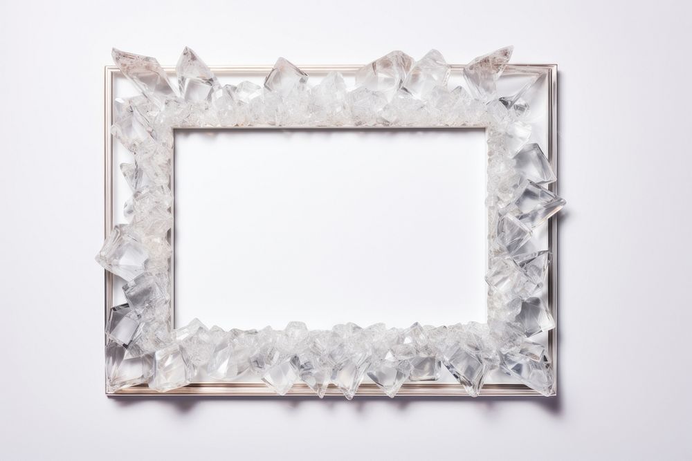 Vintage crystal quartz frame rectangle white white background.