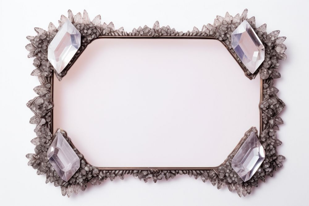 Vintage aesthetic crystal quartz rectangle jewelry frame.