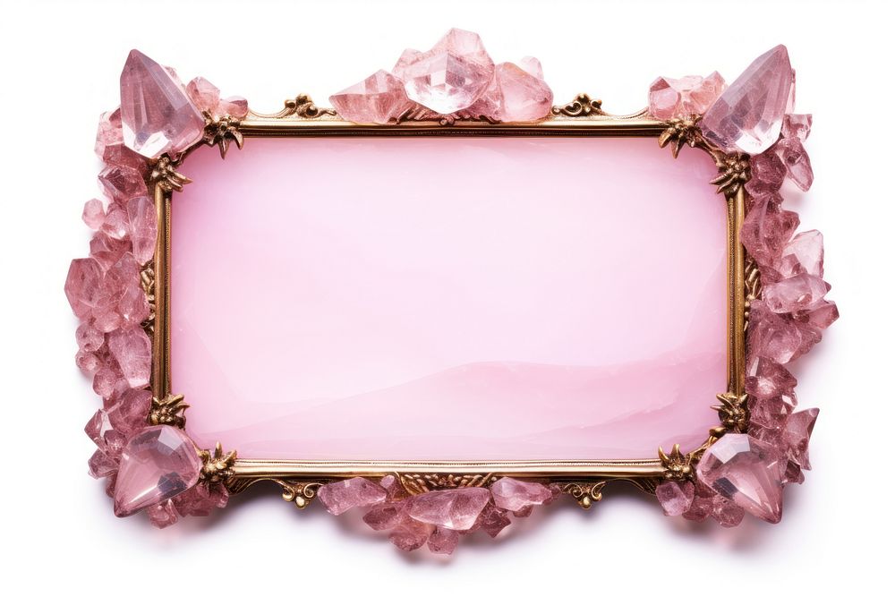 Vintage pink crystal quartz rectangle jewelry mineral.