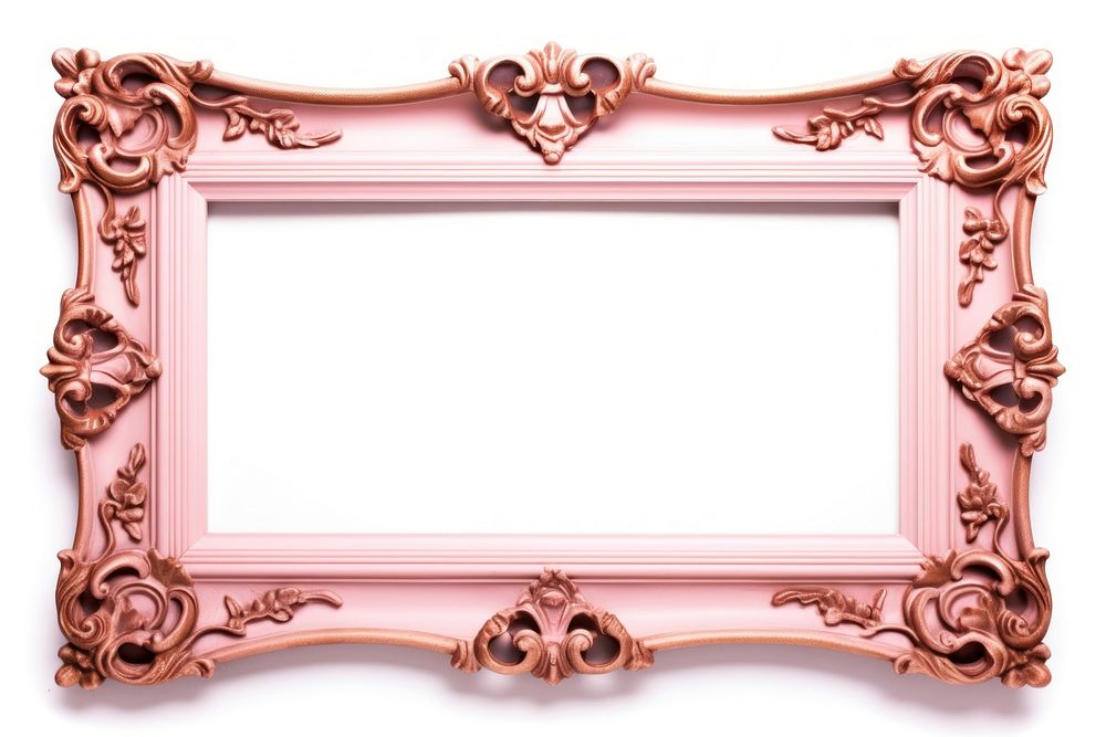 Vintage pink gold frame backgrounds rectangle white background.