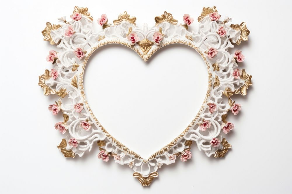 Vintage valentines frame jewelry white white background.