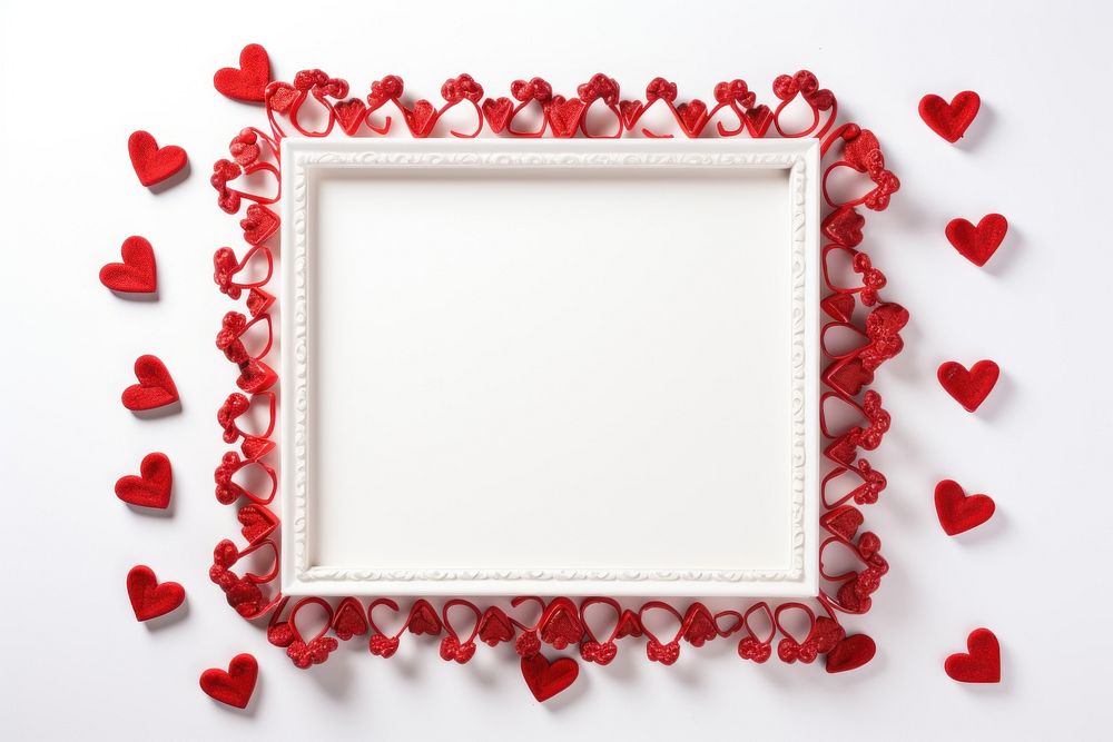 Vintage valentines frame rectangle petal white background.
