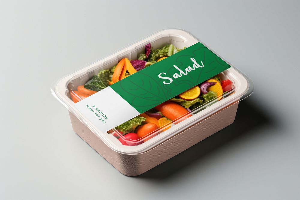 Salad box label mockup psd