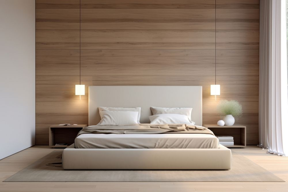 An empty bedroom furniture wall wood.