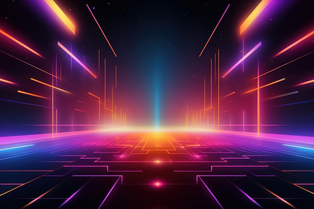 Retrowave abstract shapes backgrounds light neon.