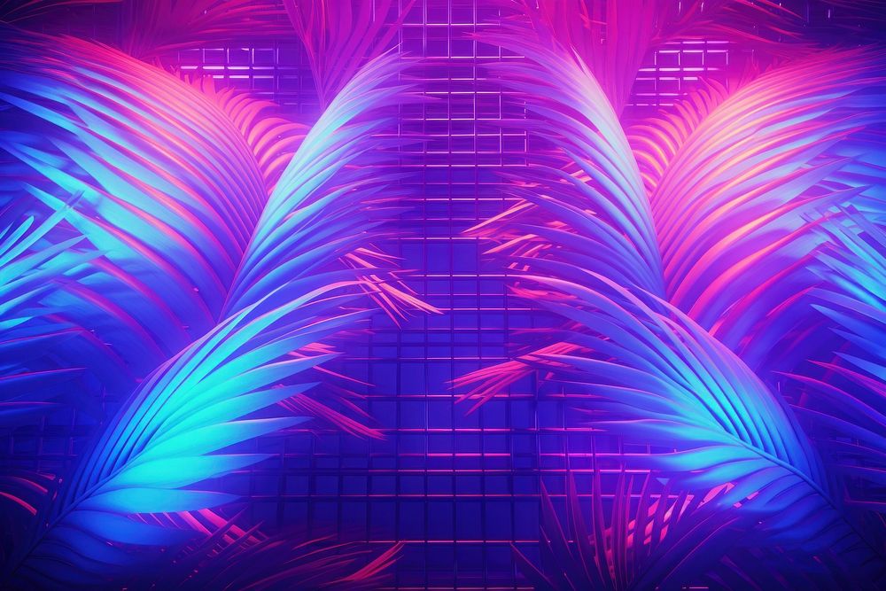 Retrowave banana leaves backgrounds abstract pattern.