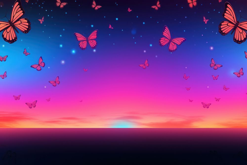Retrowave butterflies backgrounds abstract outdoors.