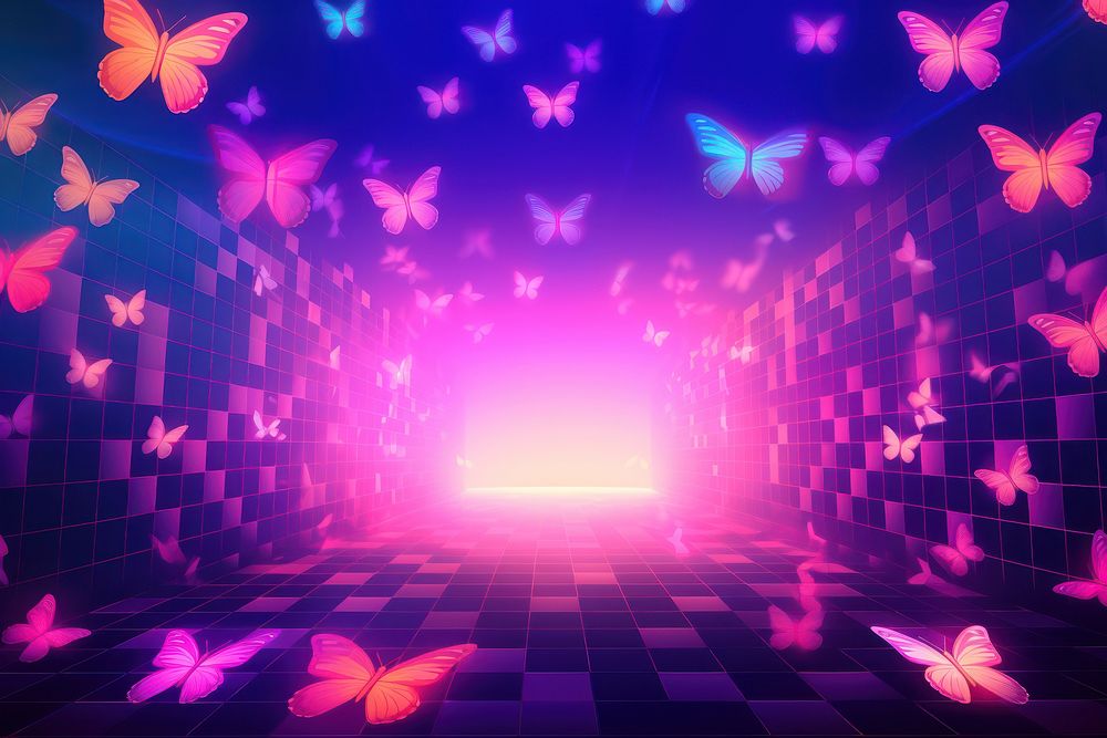 Retrowave butterflies backgrounds abstract purple.
