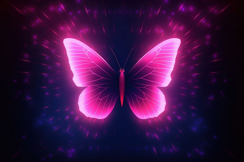 Retrowave butterfly neon abstract purple.