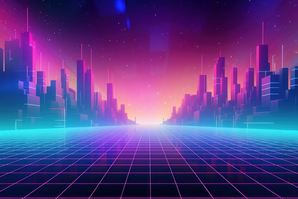 Retrowave city backgrounds abstract night.