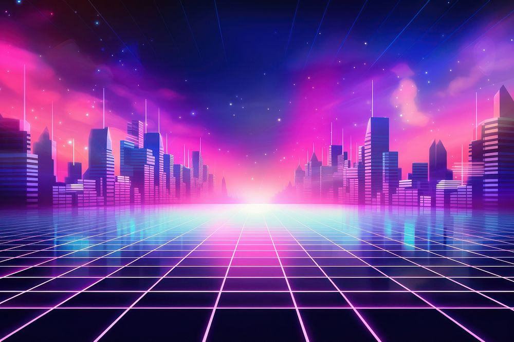 Retrowave city backgrounds abstract purple.