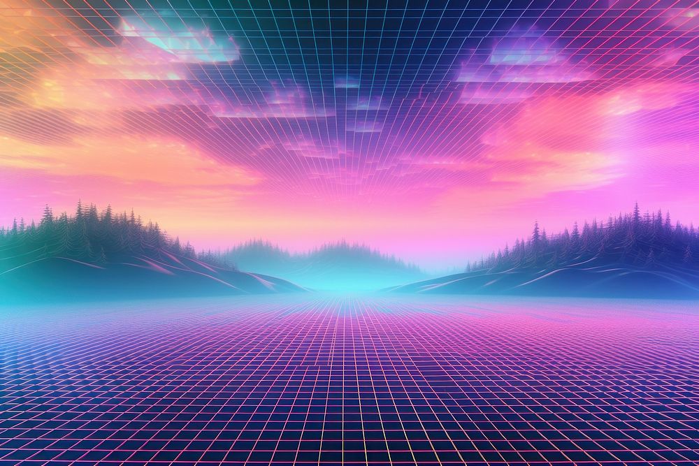 Retrowave countryside backgrounds landscape abstract.