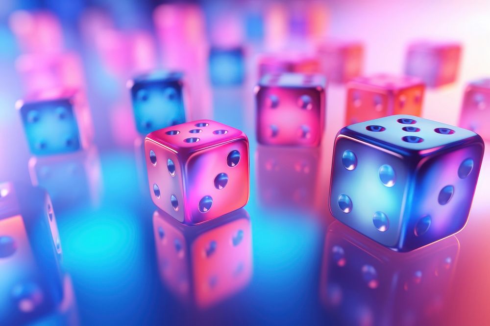 Retrowave dice game opportunity illuminated.