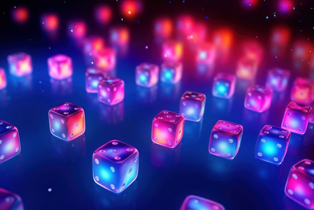 Retrowave dice backgrounds abstract illuminated.