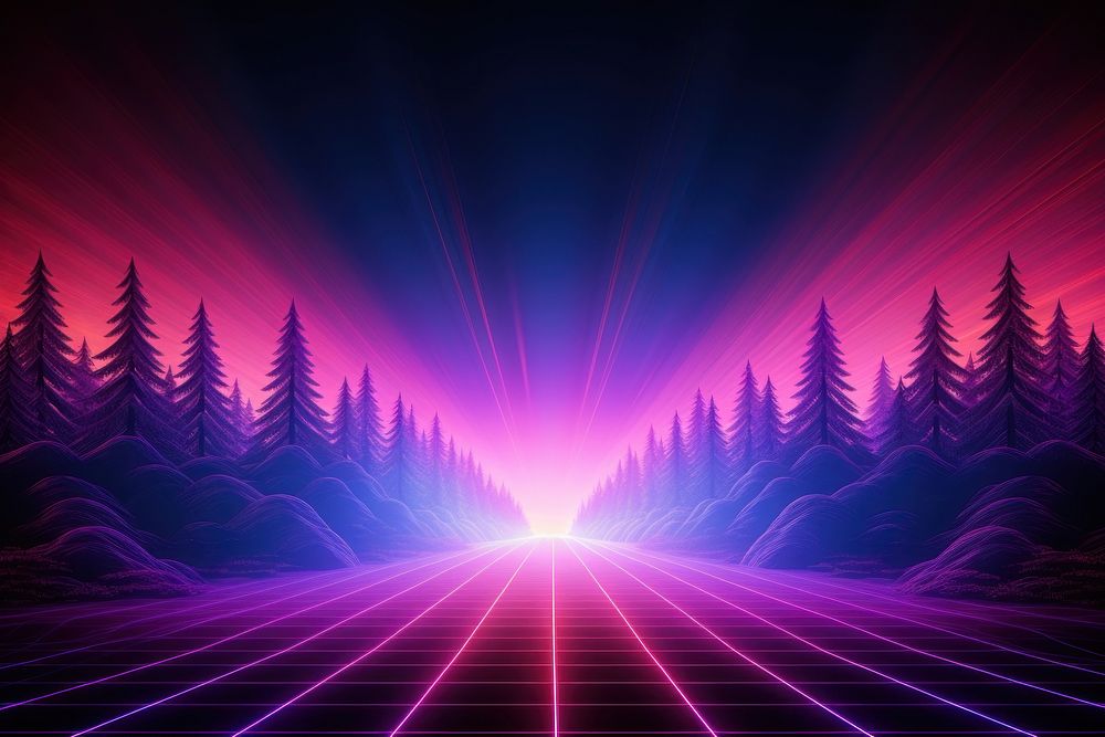 Retrowave forest backgrounds abstract nature.