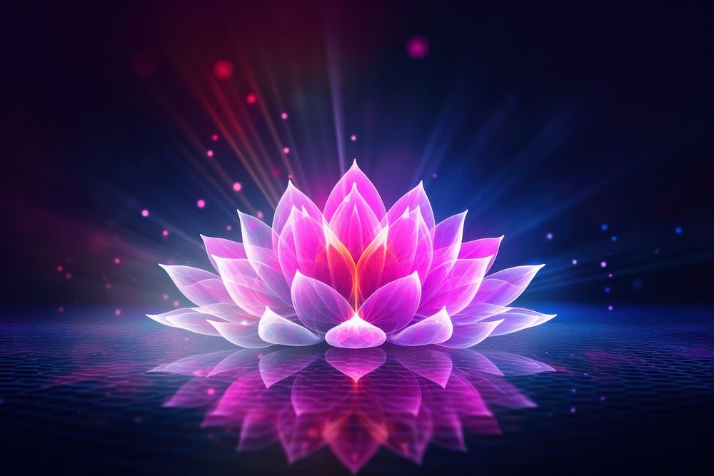 Retrowave lotus abstract flower nature.