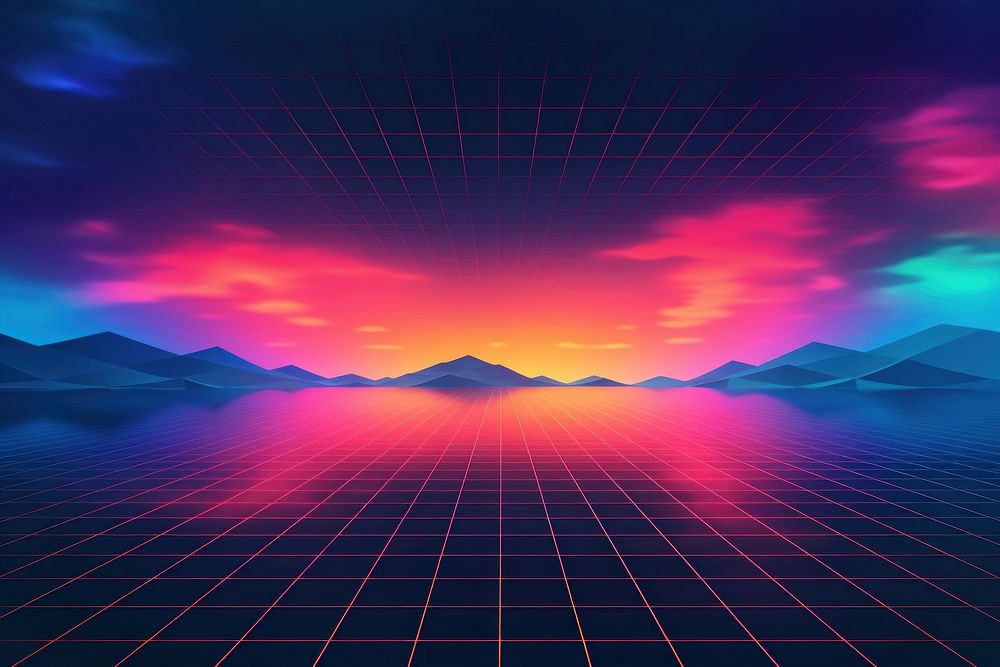 Retrowave lotus backgrounds abstract sunset.