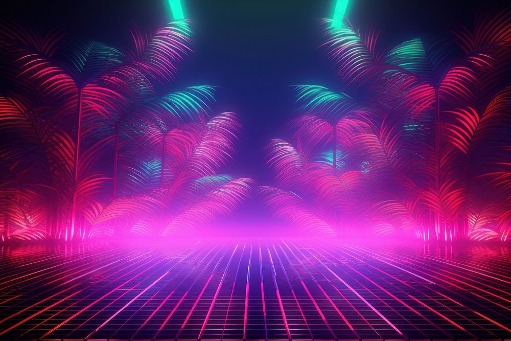 Retrowave plant backgrounds abstract purple.