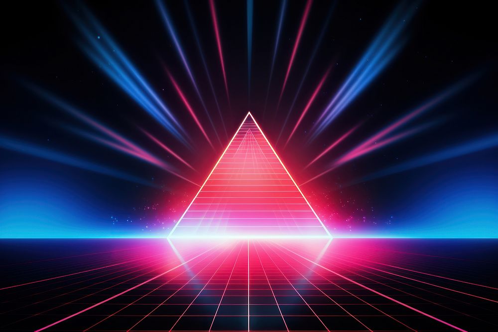 Retrowave pyramid abstract light laser.