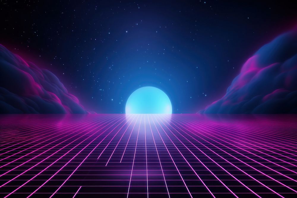 Retrowave moon abstract light night. | Free Photo Illustration - rawpixel