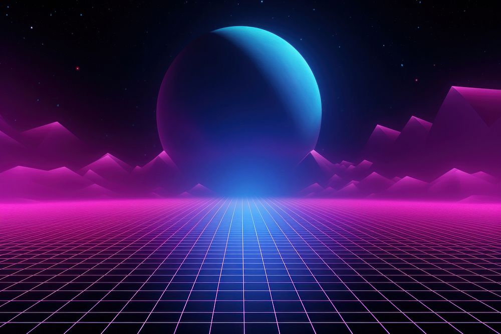 Retrowave moon abstract purple night. | Premium Photo Illustration ...