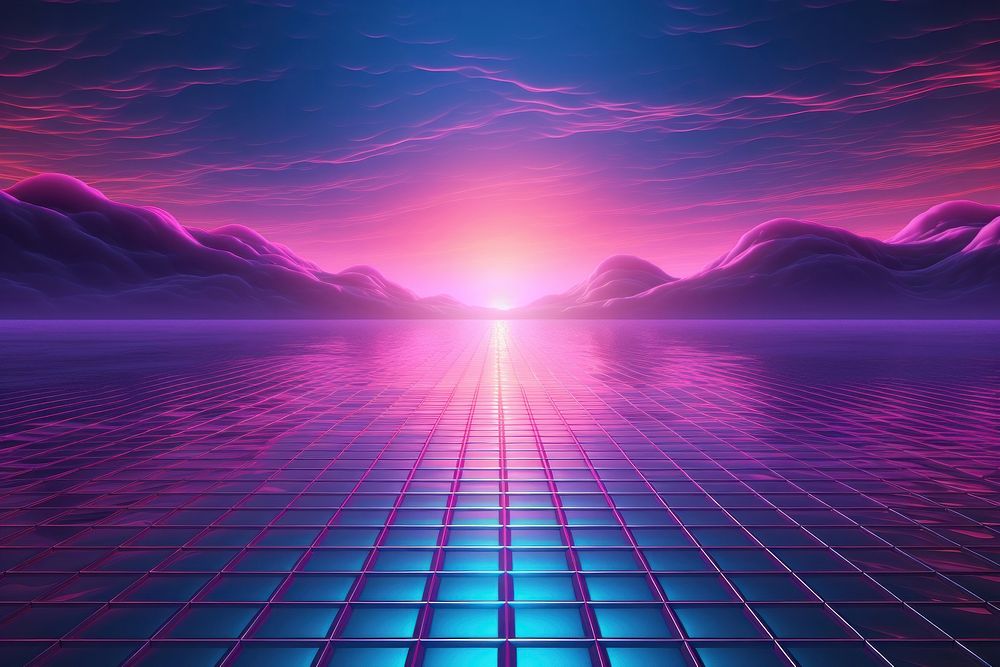 Retrowave ocean backgrounds abstract nature.