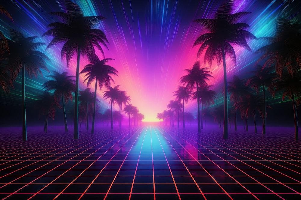 Retrowave amazon rainforest backgrounds abstract Premium