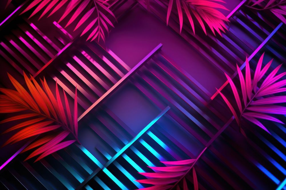 Retrowave leaves shadow backgrounds abstract pattern.