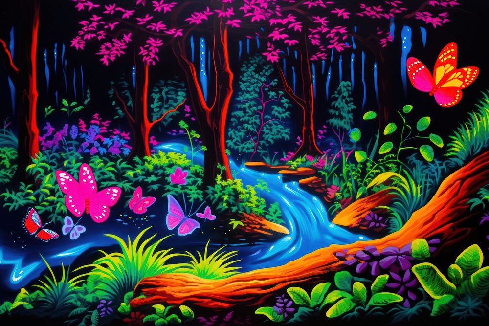 Oil painting of forest purple outdoors pattern.