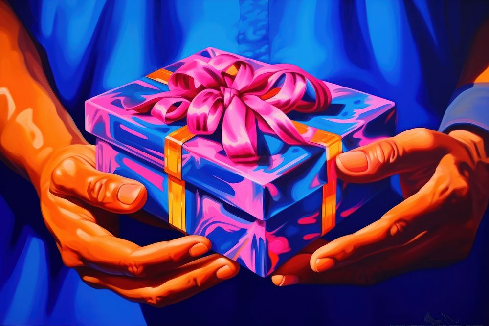 Gift purple blue box.