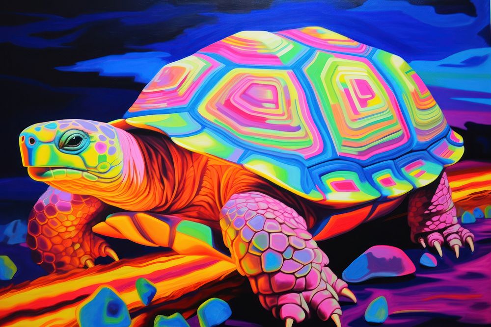Oil painting Tortoise tortoise reptile animal.