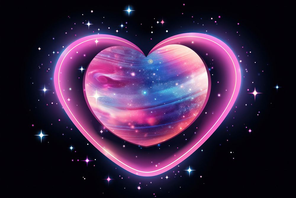 Heart shaped saturn astronomy universe galaxy.