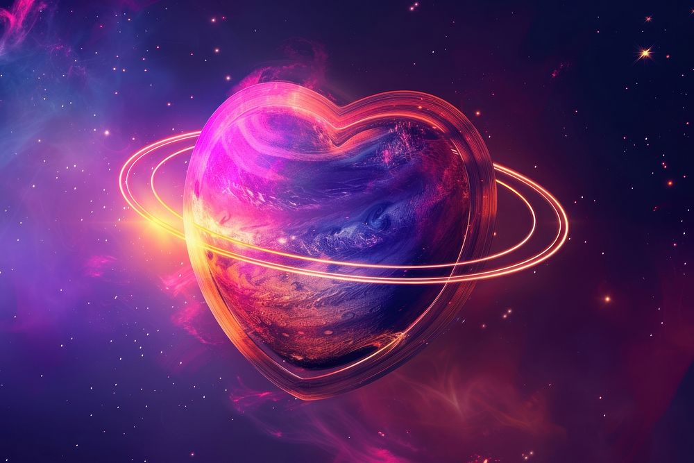 Heart shaped saturn astronomy universe outdoors.