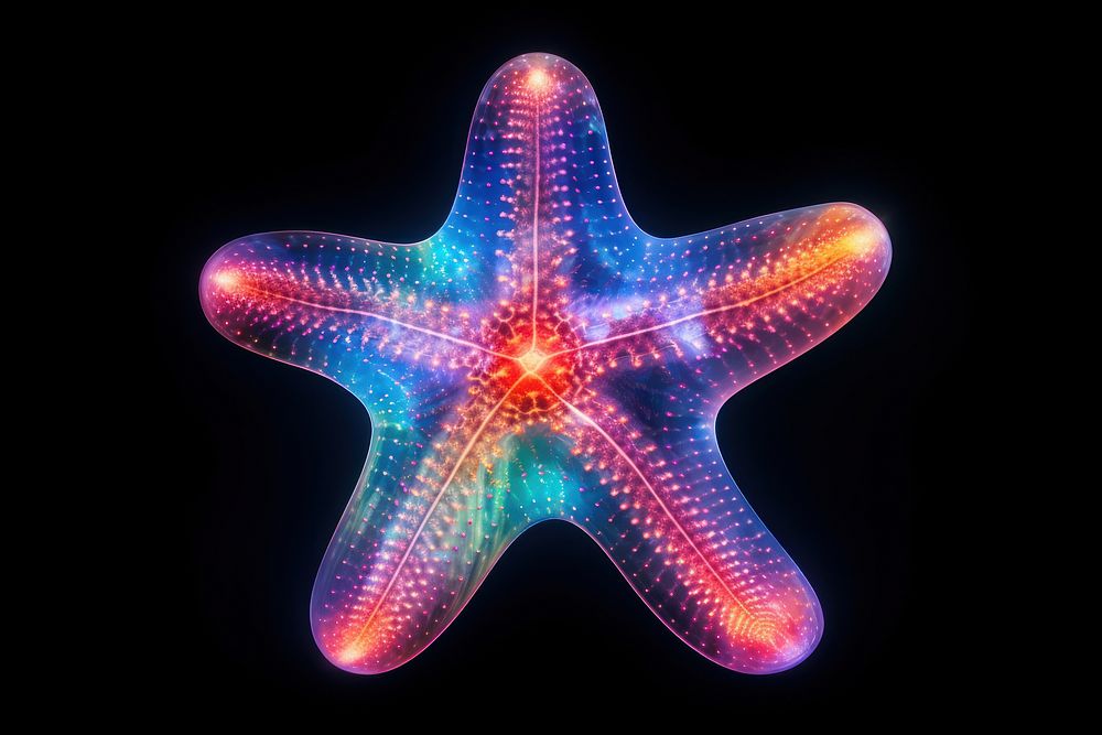 Starfish shaped saturn invertebrate illuminated echinoderm.