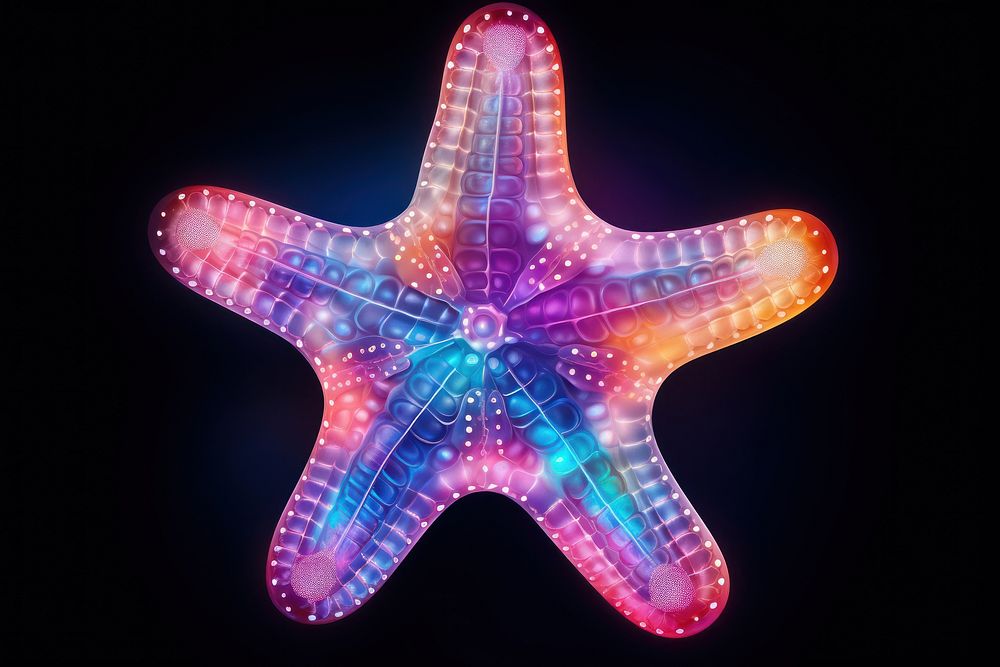 Starfish shaped saturn nature invertebrate illuminated.