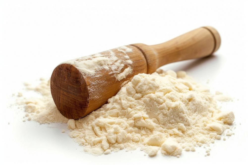 Flour powder food white background.