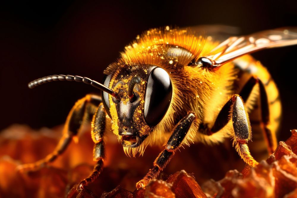 Extreme close up of bee animal insect hornet.
