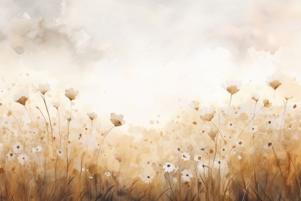 Flower field watercolor background backgrounds outdoors painting.