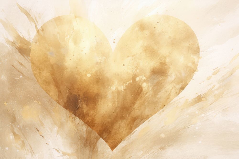 Heart shape watercolor background backgrounds painting gold.