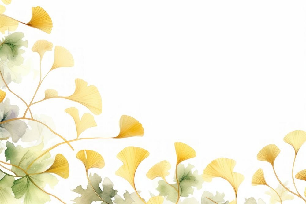 PNG Ginkgo border watercolor backgrounds pattern plant.