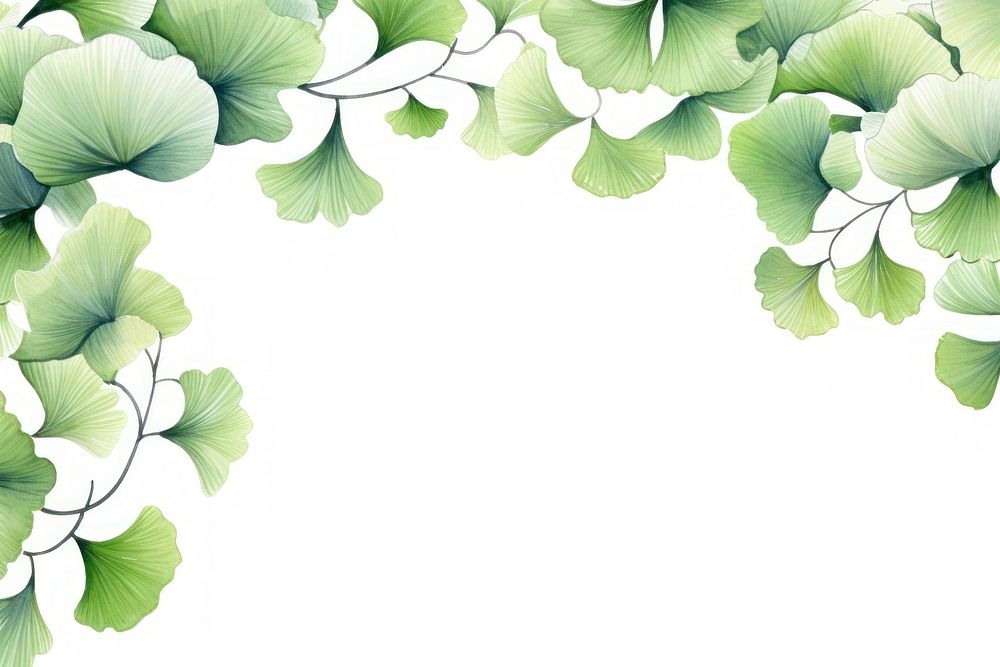 PNG Ginkgo frame watercolor backgrounds pattern plant.