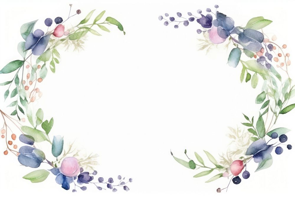 PNG Midsummer frame watercolor backgrounds blueberry wreath.