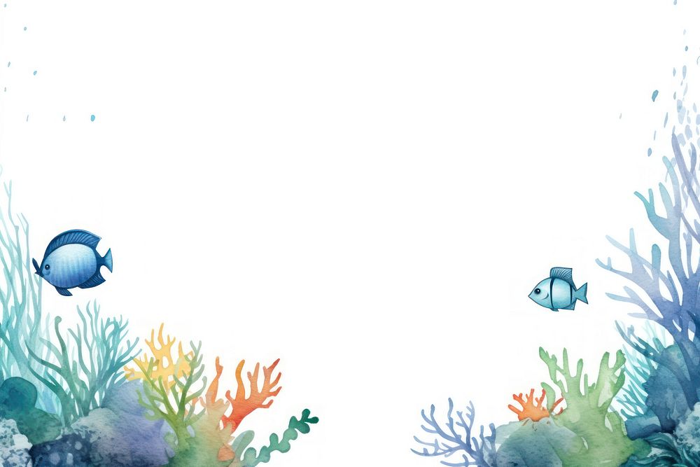 Sea life border watercolor backgrounds | Free Photo Illustration - rawpixel