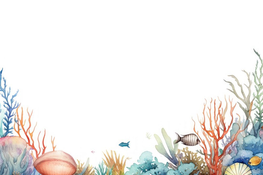 Sea life border watercolor backgrounds outdoors nature.