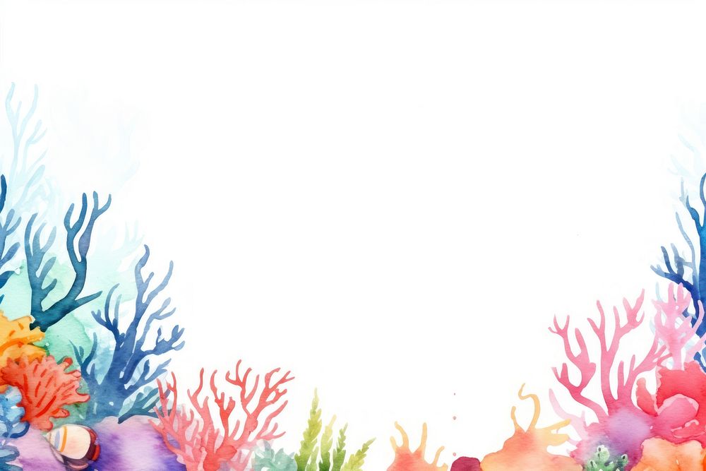 Sea life border watercolor backgrounds outdoors nature.