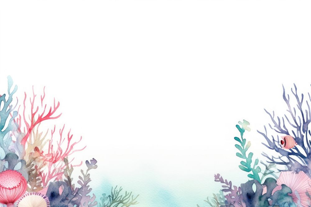 Sea life border watercolor backgrounds outdoors pattern.