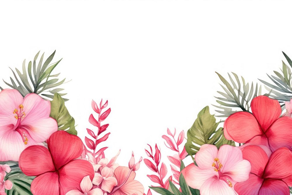 Tropical flower border watercolor backgrounds pattern plant.