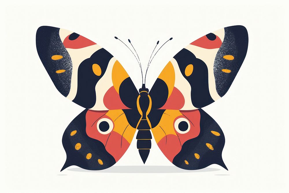 Minimal geometric butterfly art cartoon animal.