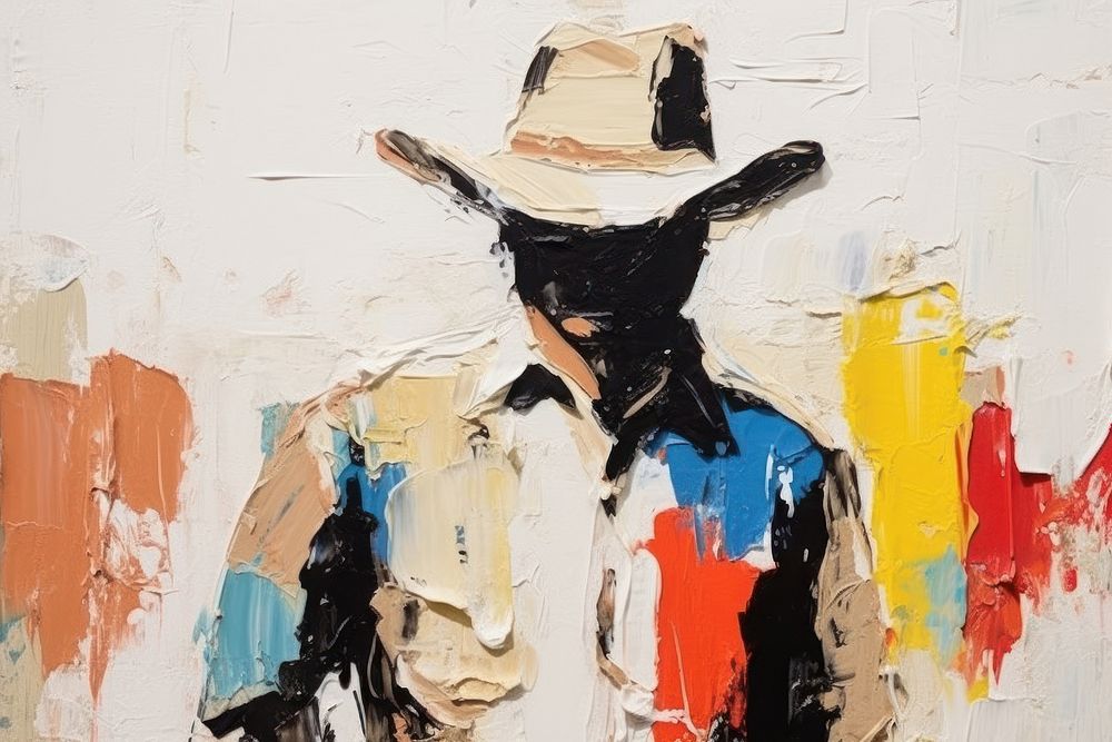Cowboy art painting collage.
